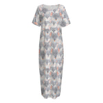 Watercolor Rat Pattern Print Short Sleeve Long Nightdress