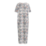Watercolor Rat Pattern Print Short Sleeve Long Nightdress