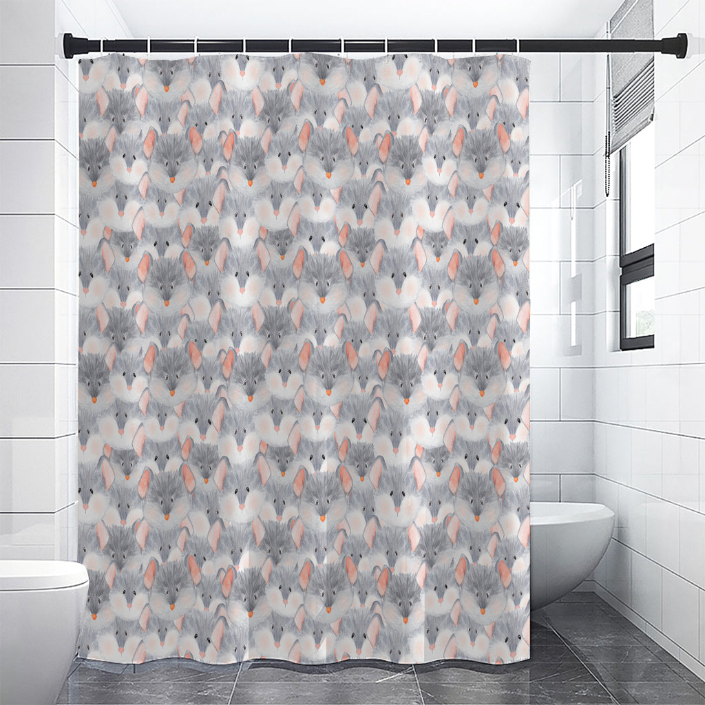 Watercolor Rat Pattern Print Shower Curtain