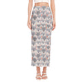 Watercolor Rat Pattern Print Side Slit Maxi Skirt