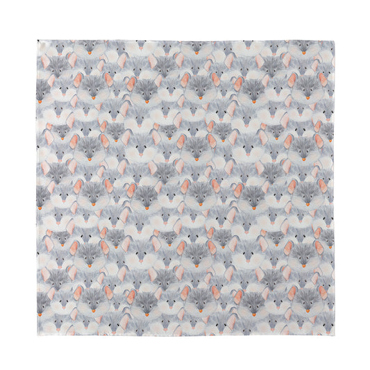Watercolor Rat Pattern Print Silk Bandana