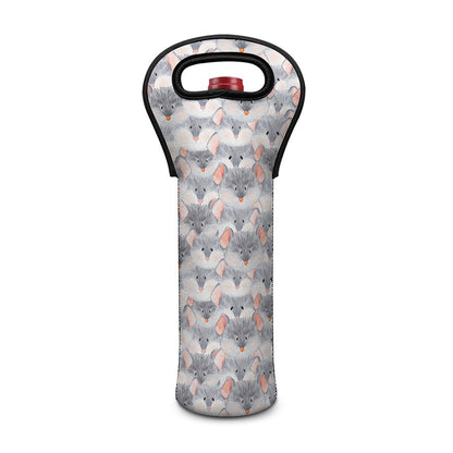 Watercolor Rat Pattern Print Single Neoprene Wine Tote