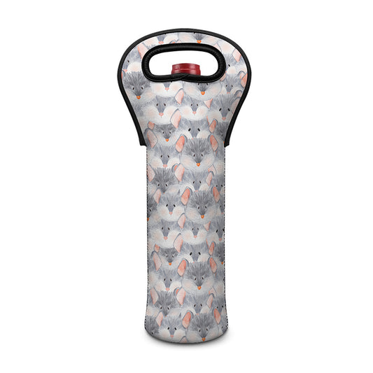 Watercolor Rat Pattern Print Single Neoprene Wine Tote