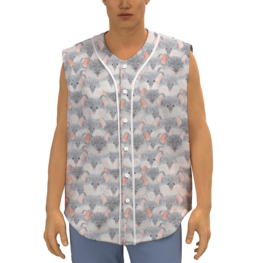 Watercolor Rat Pattern Print Sleeveless Baseball Jersey