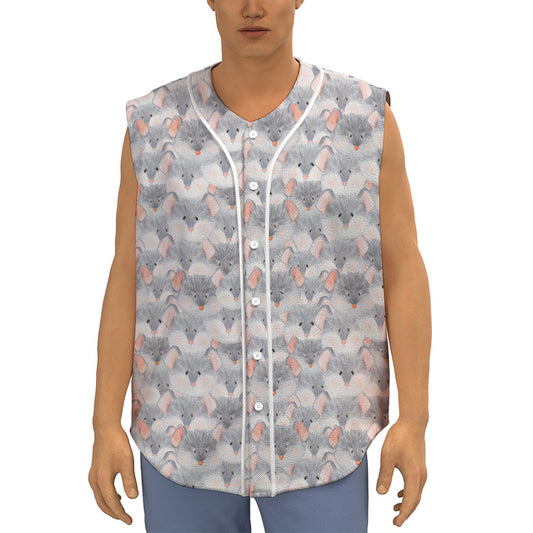 Watercolor Rat Pattern Print Sleeveless Baseball Jersey