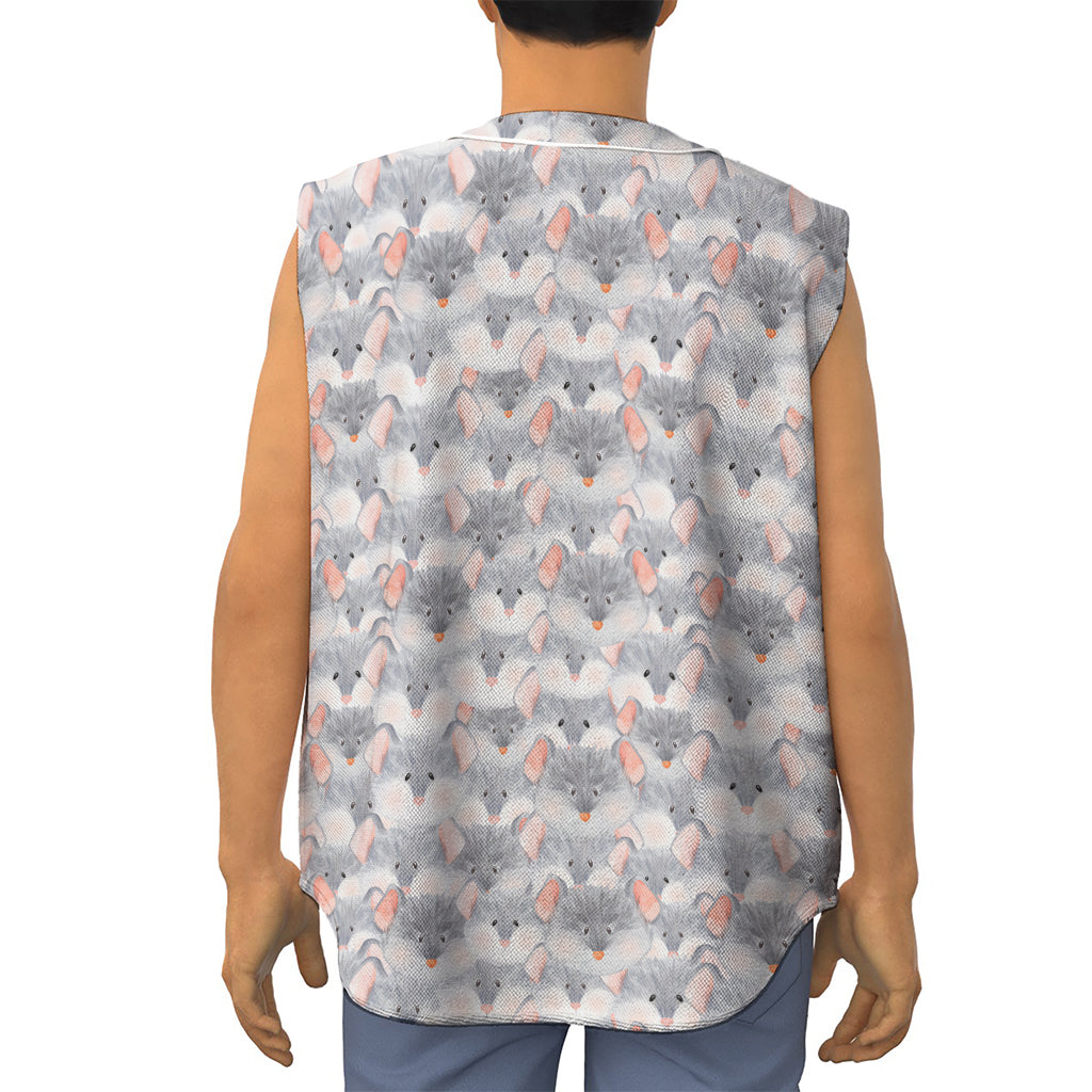 Watercolor Rat Pattern Print Sleeveless Baseball Jersey