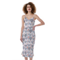 Watercolor Rat Pattern Print Slim Fit Midi Cami Dress
