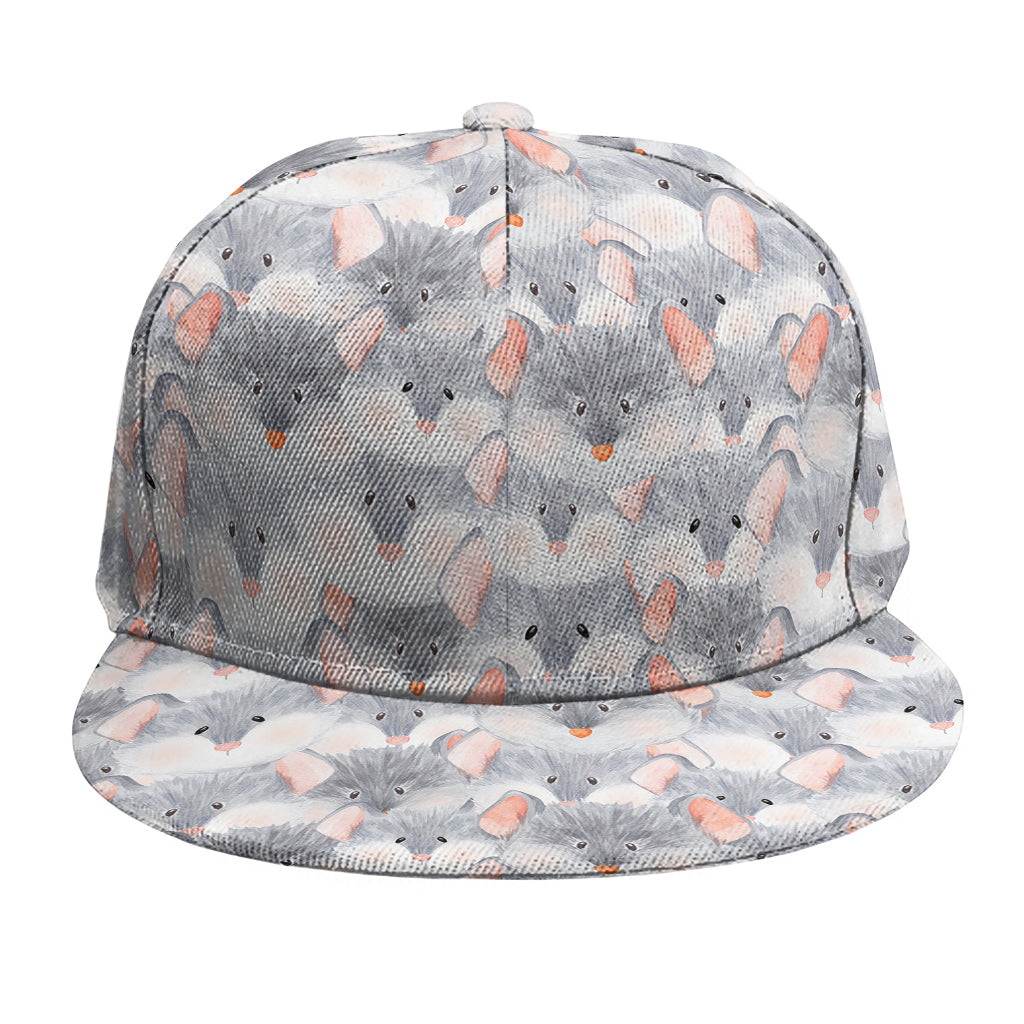 Watercolor Rat Pattern Print Snapback Cap
