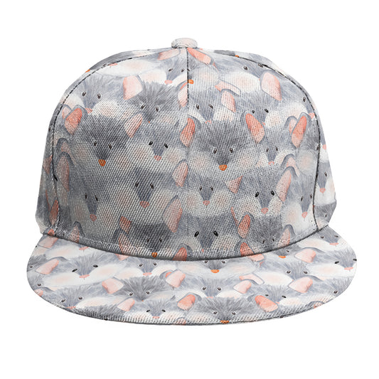 Watercolor Rat Pattern Print Snapback Cap
