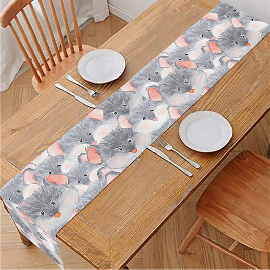 Watercolor Rat Pattern Print Table Runner