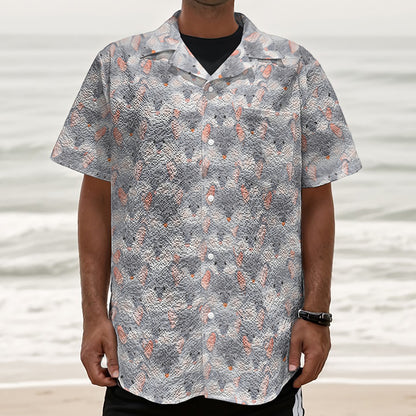 Watercolor Rat Pattern Print Textured Short Sleeve Shirt
