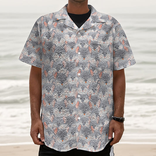 Watercolor Rat Pattern Print Textured Short Sleeve Shirt