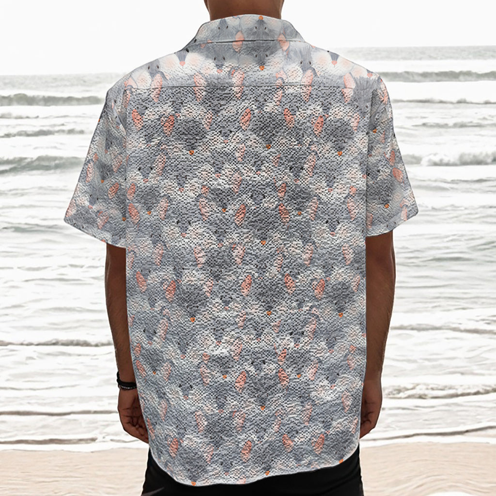 Watercolor Rat Pattern Print Textured Short Sleeve Shirt