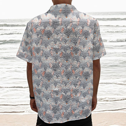Watercolor Rat Pattern Print Textured Short Sleeve Shirt