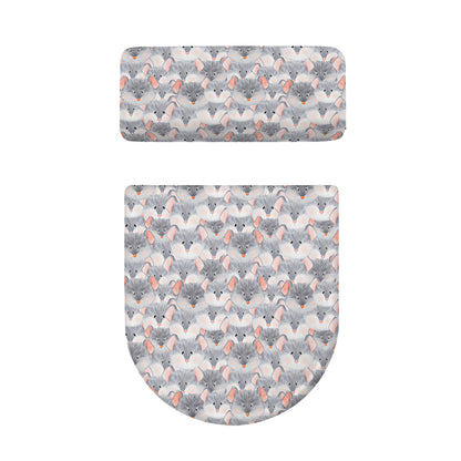 Watercolor Rat Pattern Print Toilet Lid And Tank Cover Set