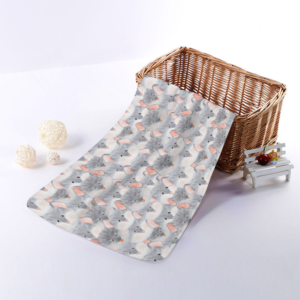 Watercolor Rat Pattern Print Towel