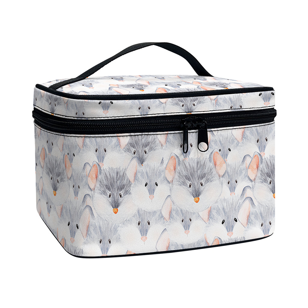 Watercolor Rat Pattern Print Travel Makeup Bag