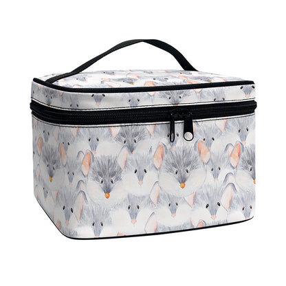 Watercolor Rat Pattern Print Travel Makeup Bag