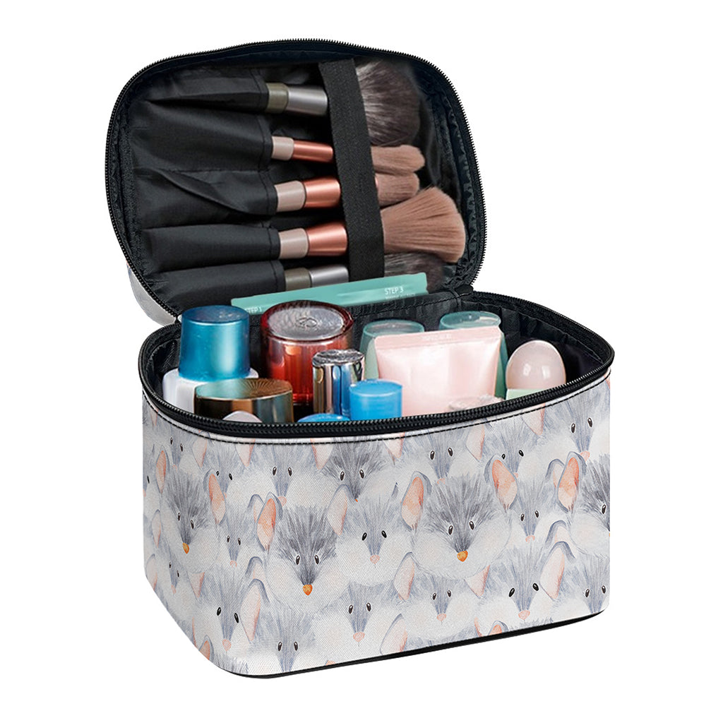 Watercolor Rat Pattern Print Travel Makeup Bag