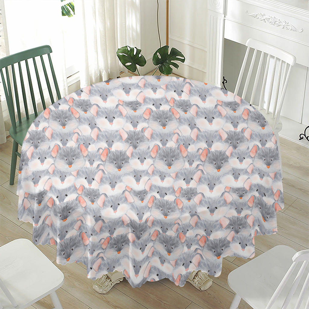 Watercolor Rat Pattern Print Waterproof Round Tablecloth