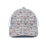 Watercolor Rat Pattern Print White Mesh Trucker Cap