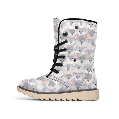 Watercolor Rat Pattern Print Winter Boots
