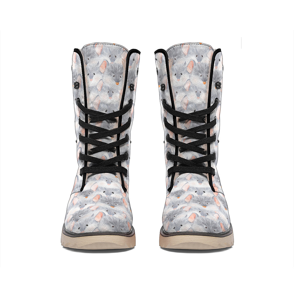 Watercolor Rat Pattern Print Winter Boots