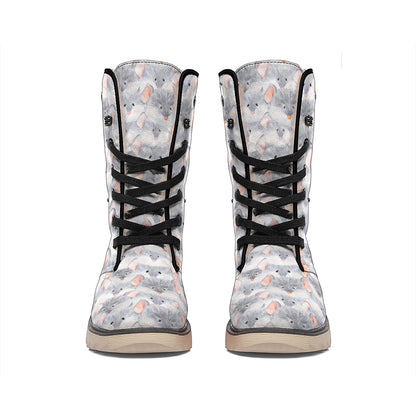 Watercolor Rat Pattern Print Winter Boots