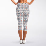 Watercolor Rat Pattern Print Women's Capri Leggings