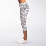 Watercolor Rat Pattern Print Women's Capri Leggings