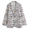 Watercolor Rat Pattern Print Women's Cotton Blazer