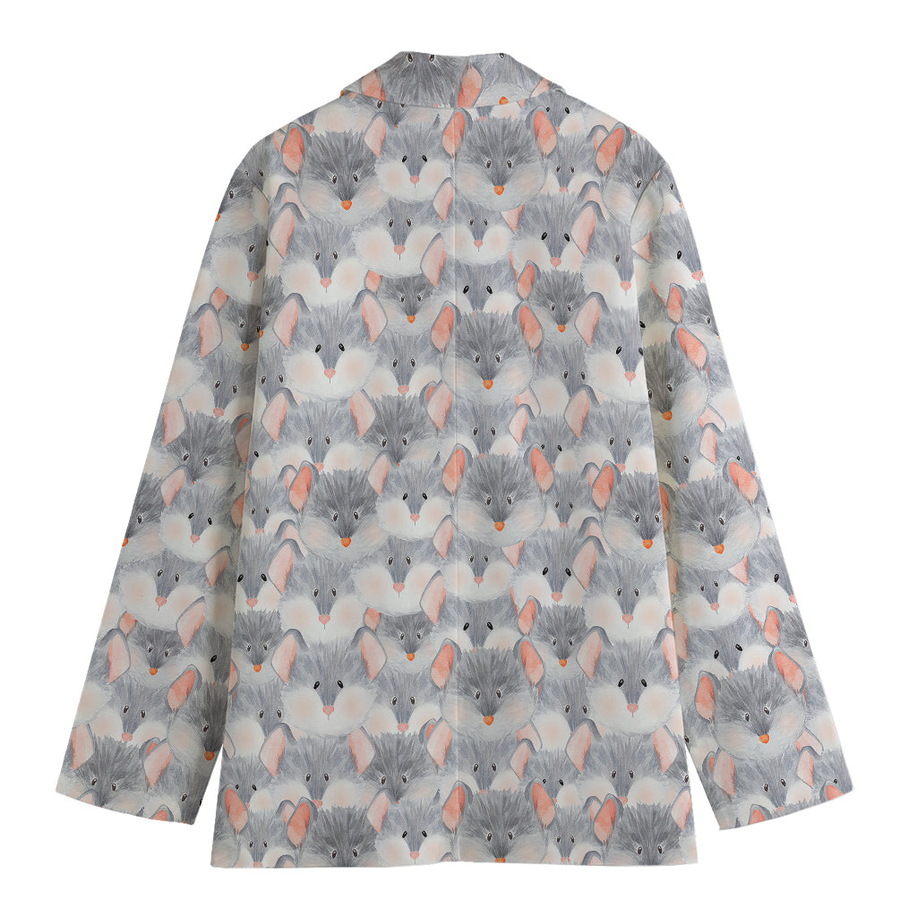 Watercolor Rat Pattern Print Women's Cotton Blazer