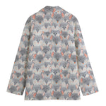 Watercolor Rat Pattern Print Women's Cotton Blazer