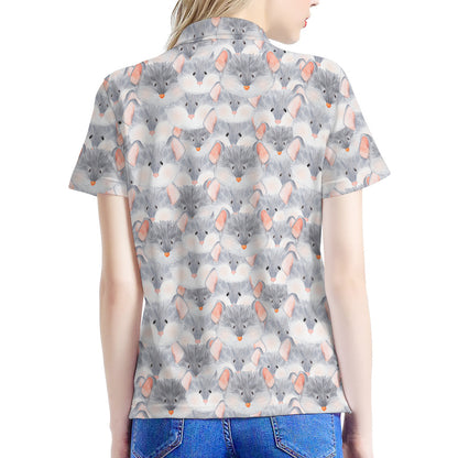 Watercolor Rat Pattern Print Women's Polo Shirt