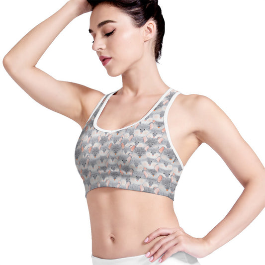 Watercolor Rat Pattern Print Women's Sports Bra
