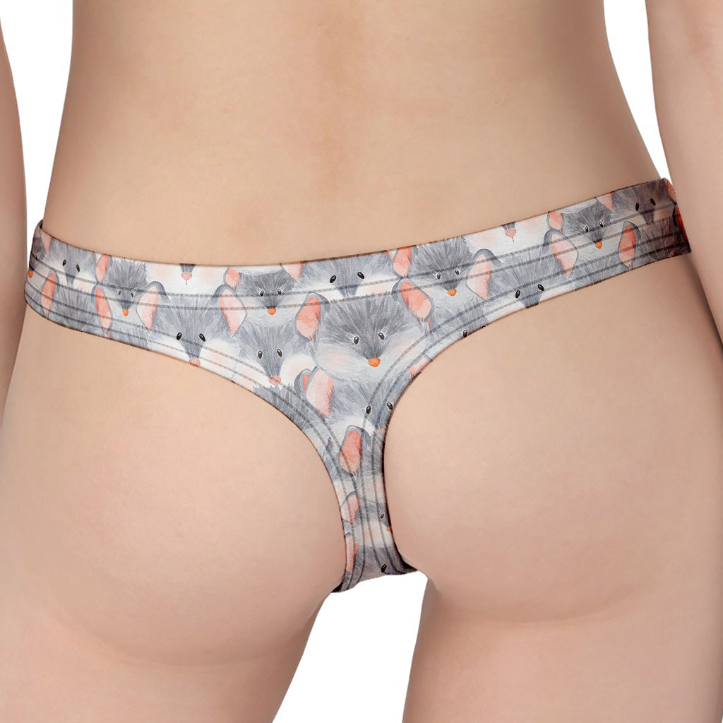 Watercolor Rat Pattern Print Women's Thong