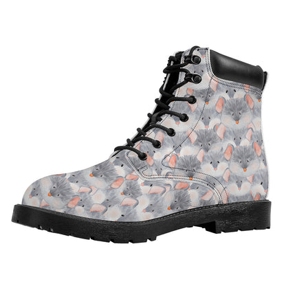 Watercolor Rat Pattern Print Work Boots