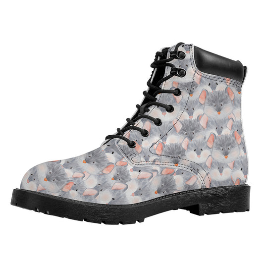 Watercolor Rat Pattern Print Work Boots