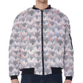 Watercolor Rat Pattern Print Zip Sleeve Bomber Jacket