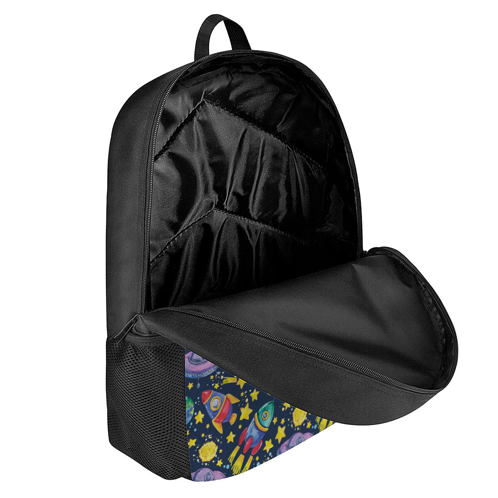 Watercolor Rocket Pattern Print 17 Inch Backpack