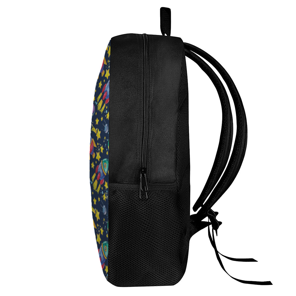 Watercolor Rocket Pattern Print 17 Inch Backpack