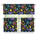 Watercolor Rocket Pattern Print 3 Piece Kitchen Curtains