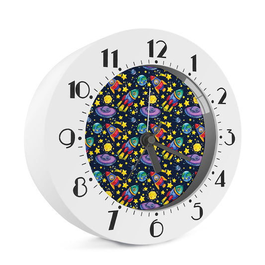 Watercolor Rocket Pattern Print Alarm Clock