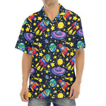Watercolor Rocket Pattern Print Aloha Shirt