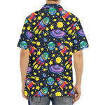 Watercolor Rocket Pattern Print Aloha Shirt