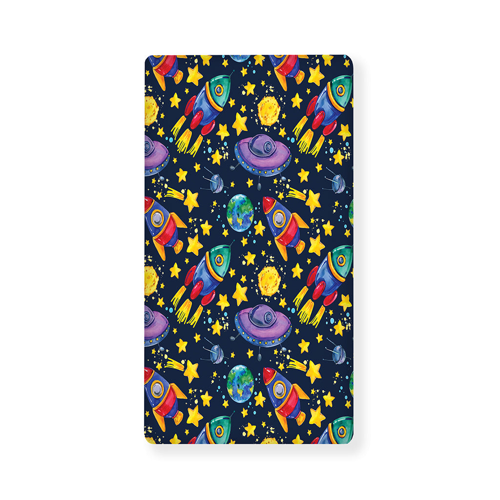 Watercolor Rocket Pattern Print Baby Crib Sheet
