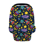Watercolor Rocket Pattern Print Baby Seat Cover