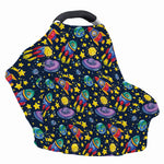 Watercolor Rocket Pattern Print Baby Seat Cover