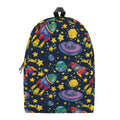 Watercolor Rocket Pattern Print School Backpack