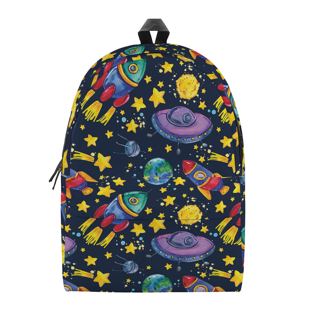 Watercolor Rocket Pattern Print Backpack